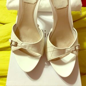 Christian Dior white patent leather sexy slides.